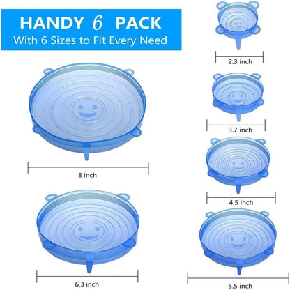Silicone Cover Stretch Lids - 6 Pcs