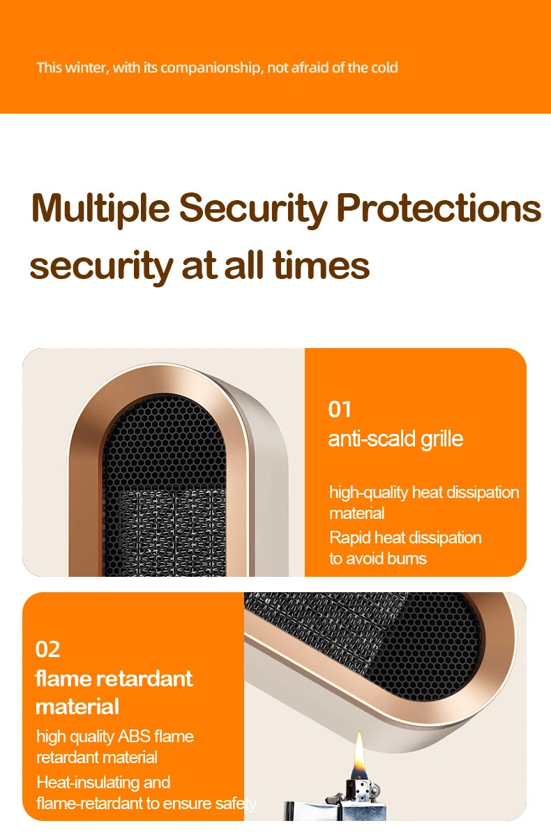 Portable Mini Electric Heater – PTC Ceramic Fan Heater