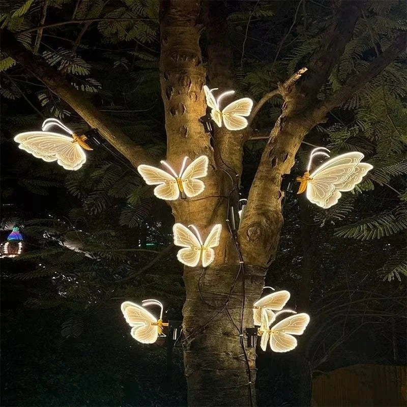1pcs 12V LED Outdoor Simulation Dynamic Static Butterfly Lights for Festival Home Decor Holiday Party DIY Decorations