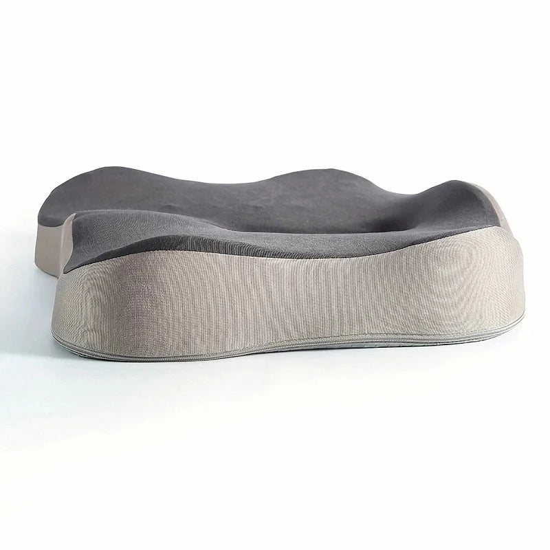 1pc Memory Foam Seat Cushion - 3D Ergonomic Support| Light Green & Grey, Washable Polyester, Car/Office Essentials Home Decor