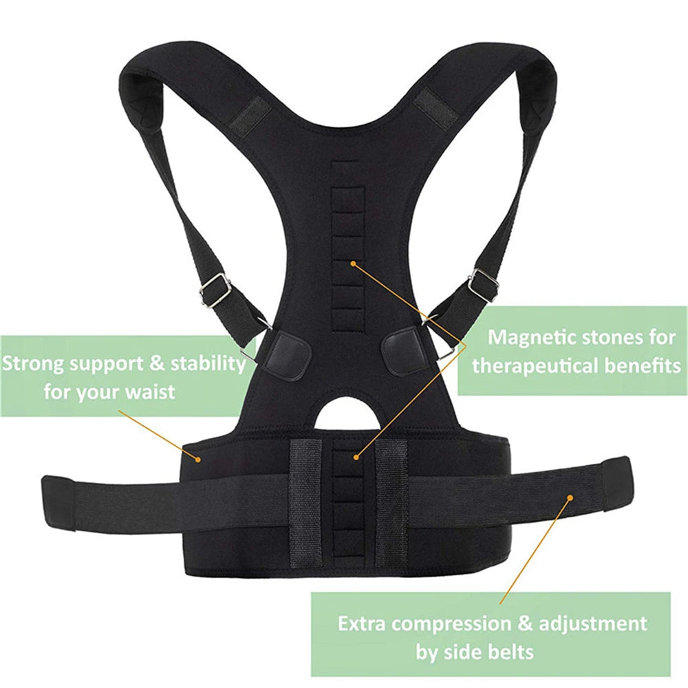 Back Support Belt Posture Corrector Adjustable Brace Protect Lumbar Spine Comfortable Design Pain Relief for Upper & Lower Waist