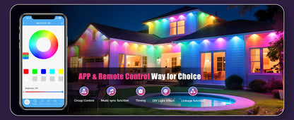 LED Smart Outdoor String Lights – RGBIC, App Control, Music Sync, IP67 Waterproof