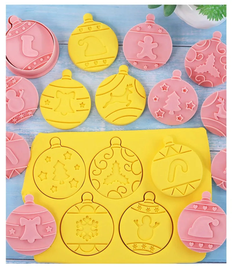 Christmas Cookie Mold Set Creative Baking Tools Holiday Biscuit Cutter Sugar Cookie Shaper DIY Kitchen Accessories for Baking