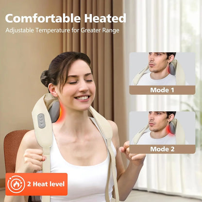 Cordless Shiatsu Neck & Back Massager – Deep Tissue with Heat