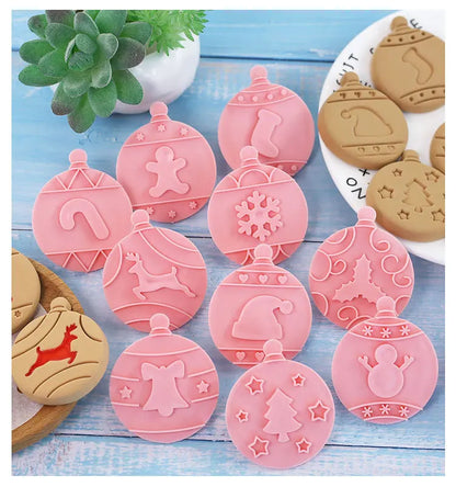 Christmas Cookie Cutters 10-Piece Set Jam Chocolate Sandwich Biscuit Fondant Molds Baking Tools for Holiday Cookies