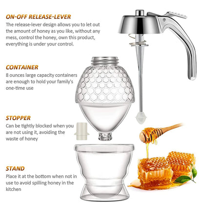 Acrylic Honey Pourer Dispenser with Stand