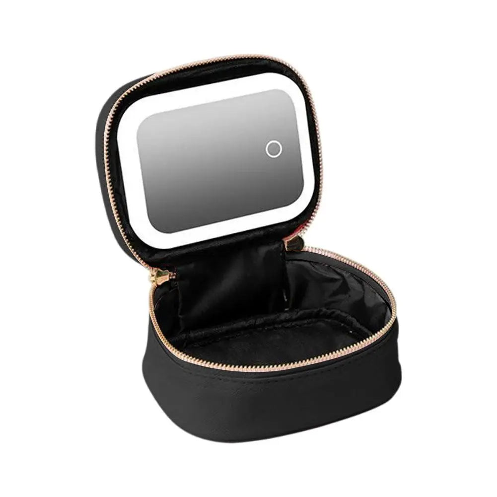 LED Travel Makeup Bag – Rechargeable Cosmetic Mirror with 3 Light Modes