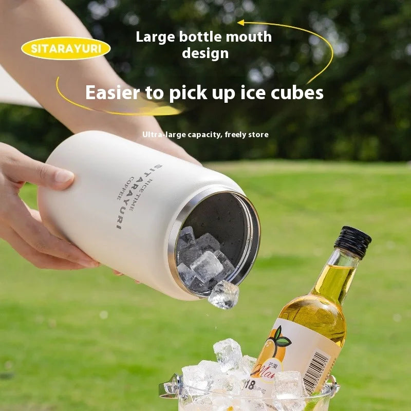 Stainless Steel Thermal Bottle – Insulated Travel Tumbler with Handle & Straw