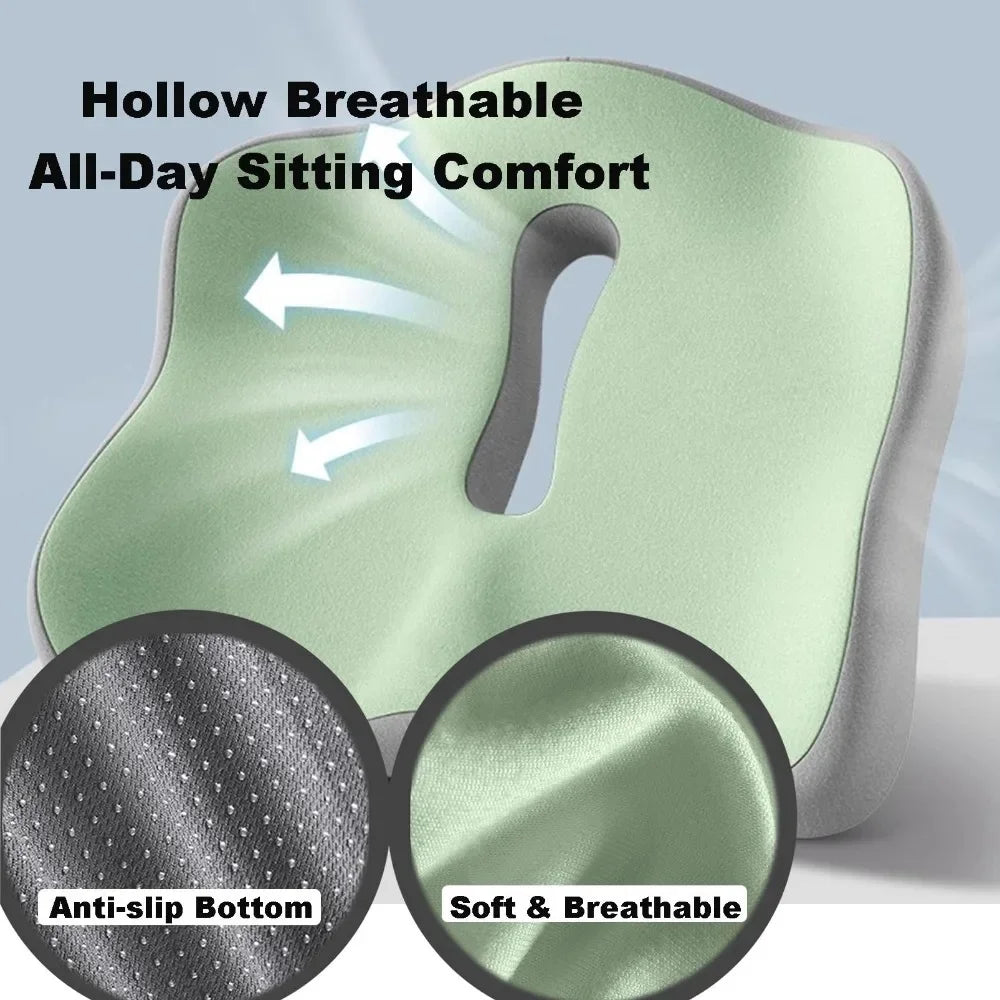 1pc Ergonomic Memory Foam Seat Cushion 3D Support Cushion Washable Polyester Car Office Essentials Comfortable for Long Sitting