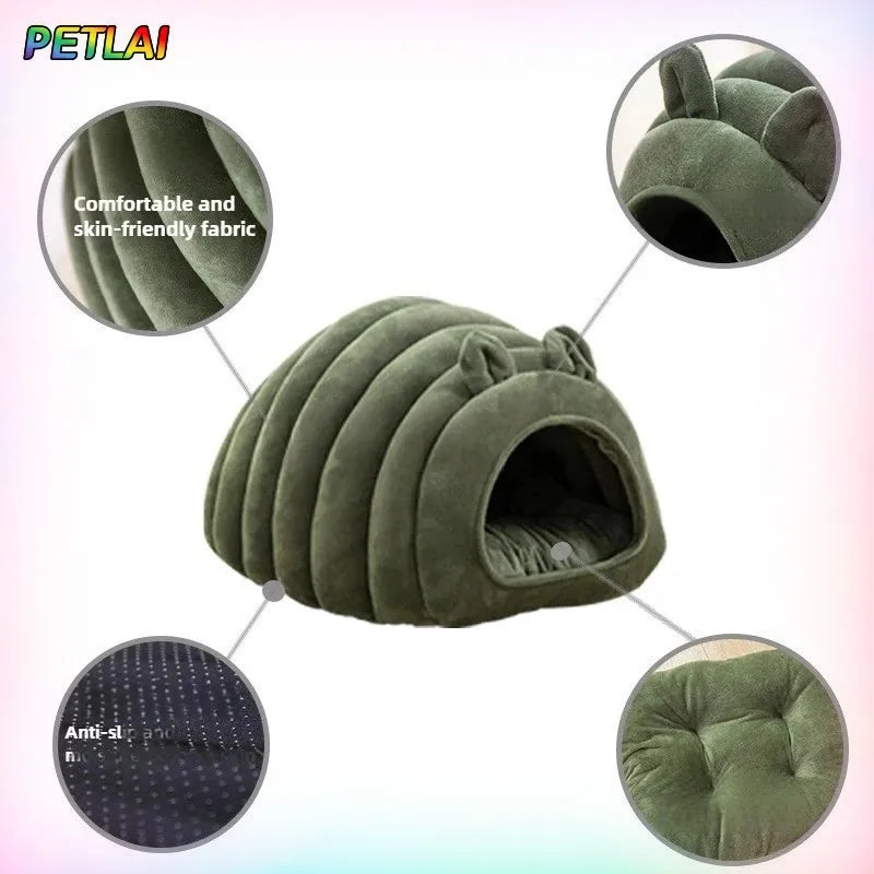 Cat bed mat winter autumn caterpillar cozy sleep house warm Nest safe breathable large space bed warm cat products cushions