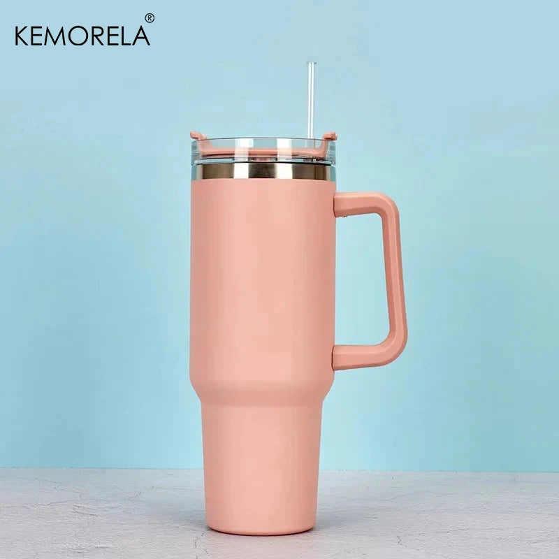 Stainless Steel Insulated Bottle – Hot & Cold Travel Mug with Handle & Straw