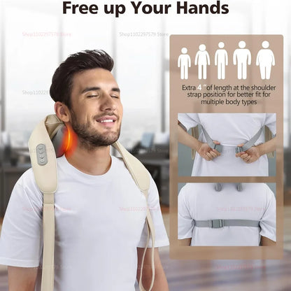 Wireless Neck & Shoulder Massager – 20W Deep-Kneading Back & Trapezius Massager