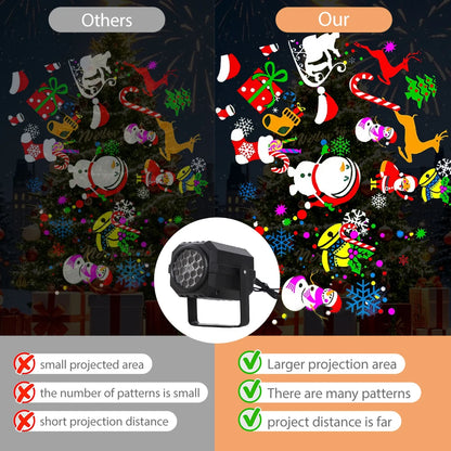 Christmas Halloween Projector Lights Outdoor 16 Pattern Slide LED Laser Projector Light Indoor Holiday Party Wall Decoration