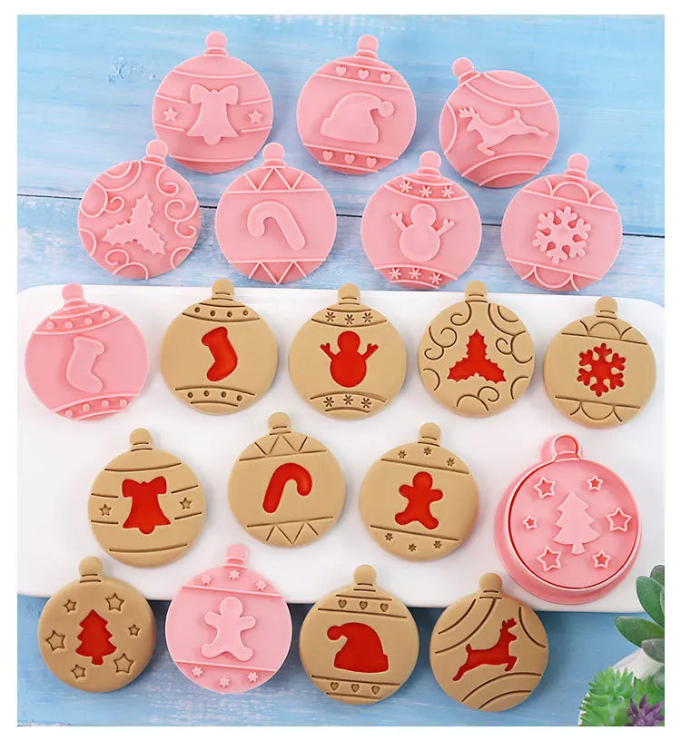 Christmas Cookie Cutters 10-Piece Set Jam Chocolate Sandwich Biscuit Fondant Molds Baking Tools for Holiday Cookies