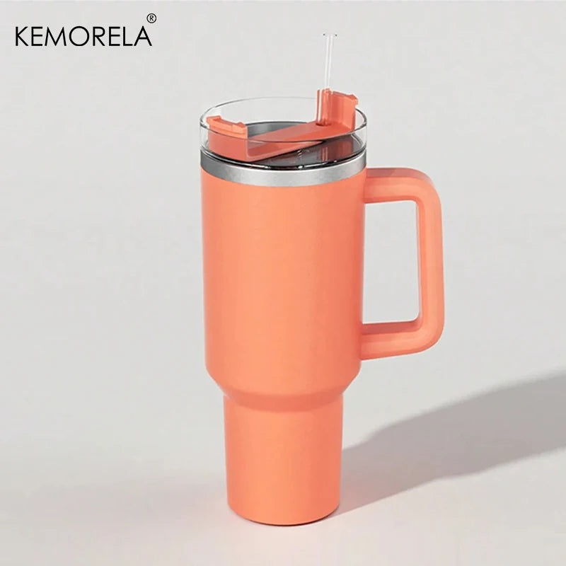 Stainless Steel Insulated Bottle – Hot & Cold Travel Mug with Handle & Straw