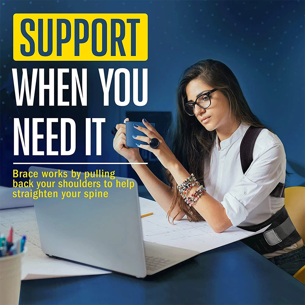 Back Support Belt Posture Corrector Adjustable Brace Protect Lumbar Spine Comfortable Design Pain Relief for Upper & Lower Waist