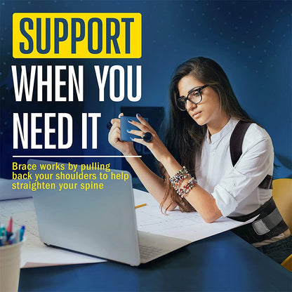 Back Support Belt Posture Corrector Adjustable Brace Protect Lumbar Spine Comfortable Design Pain Relief for Upper & Lower Waist