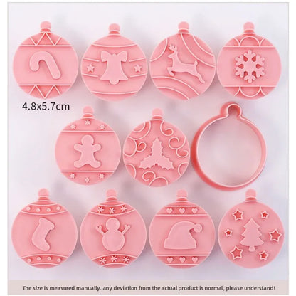 Christmas Cookie Cutters 10-Piece Set Jam Chocolate Sandwich Biscuit Fondant Molds Baking Tools for Holiday Cookies
