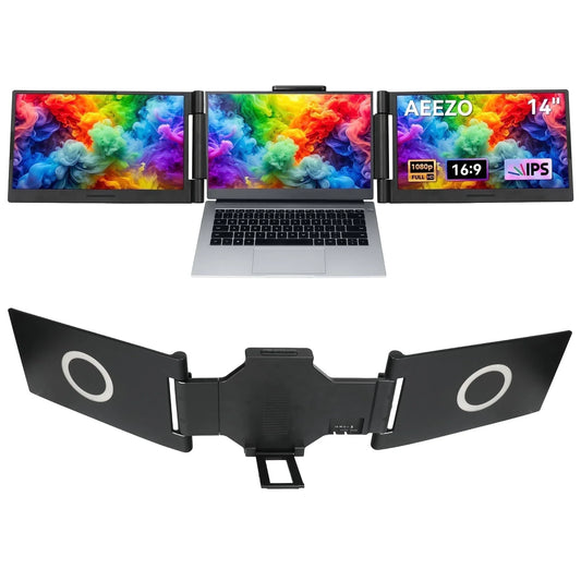 14-Inch Portable Laptop Screen Extender – Dual/Triple FHD 1080P IPS Monitor for Windows & Mac