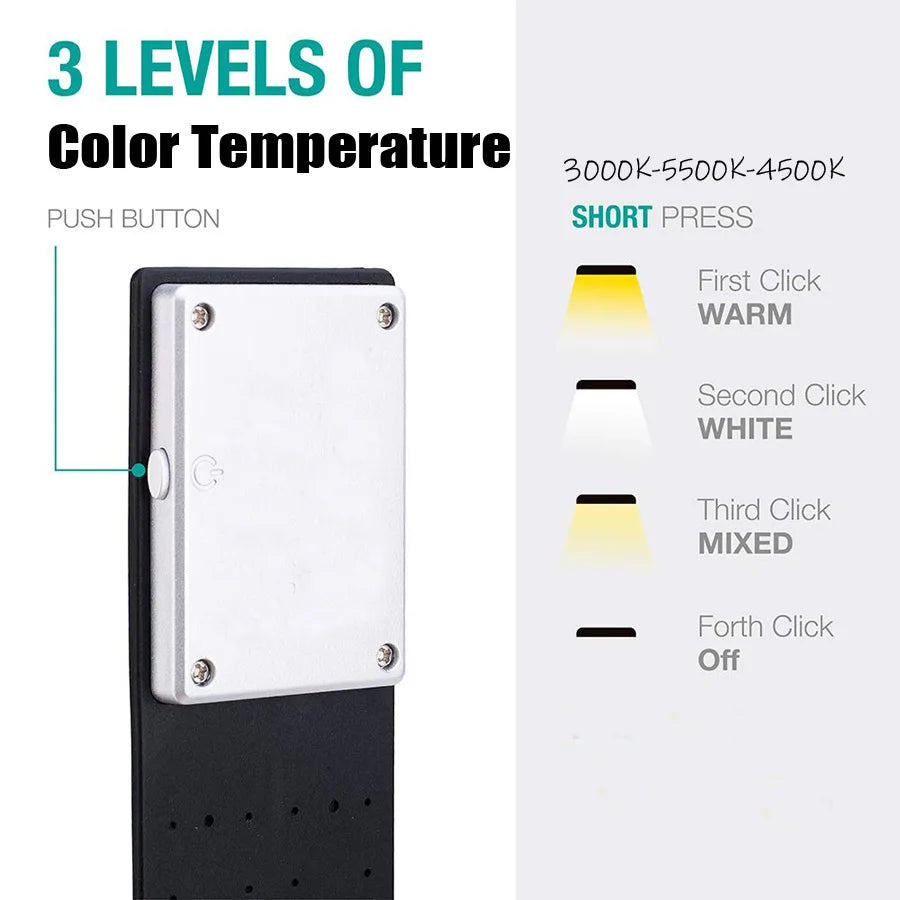 Bookmark Book-light Stepless Dimming E-book Kindle light 3 colors temperature Folding Rechargeable With Clip-On Bed Reading Lamp