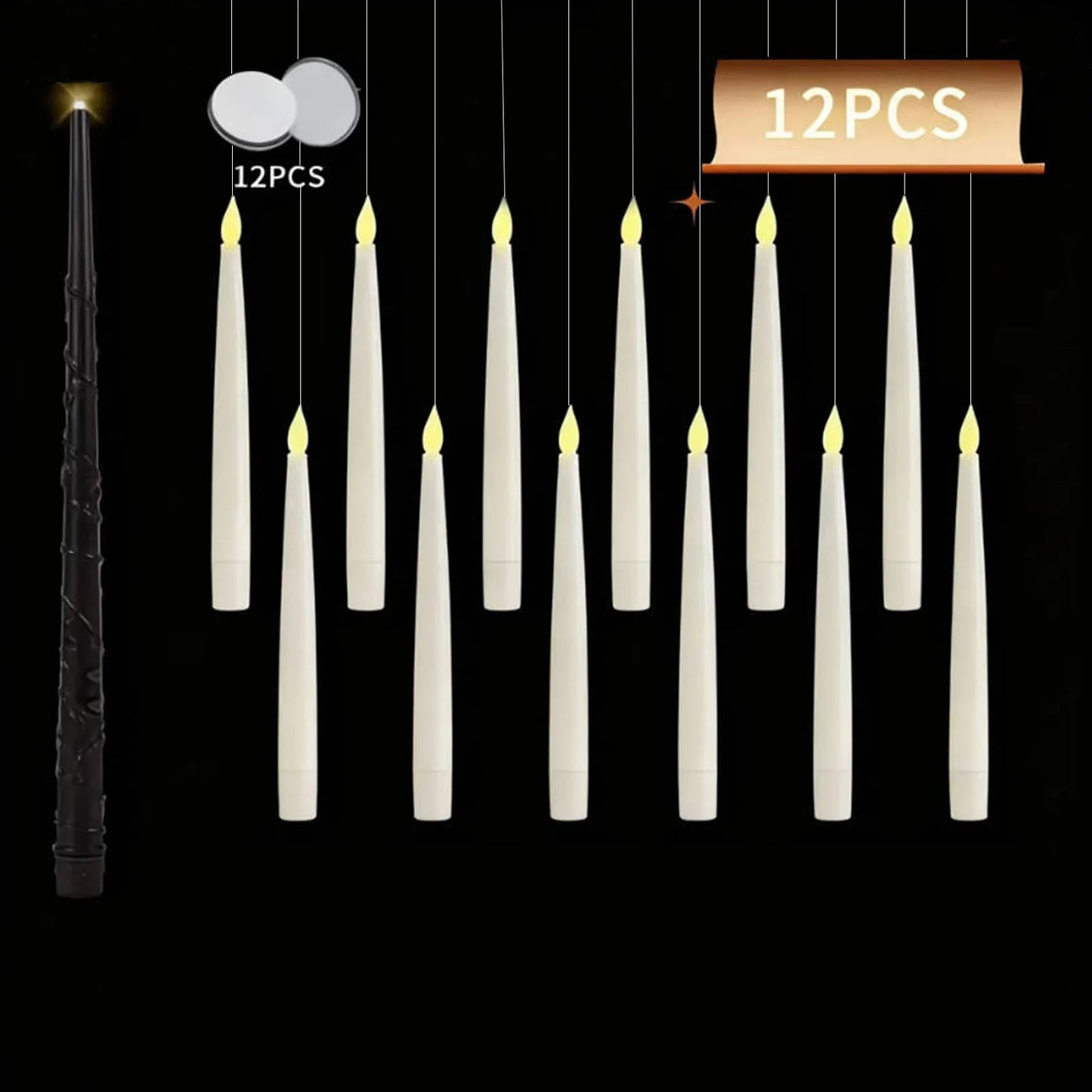 Floating LED Candles – 12pcs Magic Hanging Flameless Candles