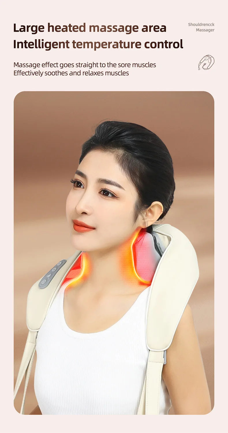 Wireless Neck & Shoulder Massager – 20W Deep-Kneading Back & Trapezius Massager