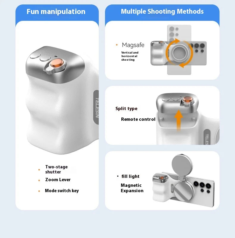 Magnetic Phone Camera Hand Grip – Detachable Remote