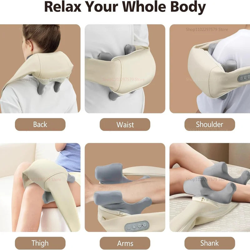 Wireless Neck & Shoulder Massager – 20W Deep-Kneading Back & Trapezius Massager