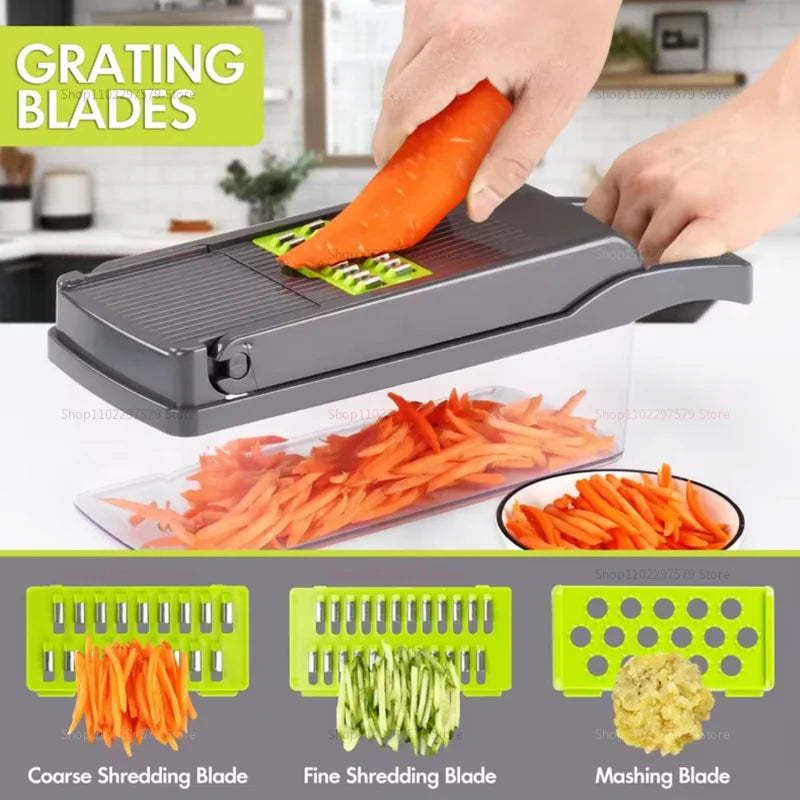 Portable Vegetable Cutter & Multifunctional Slicer – 8-in-1 Kitchen Essential