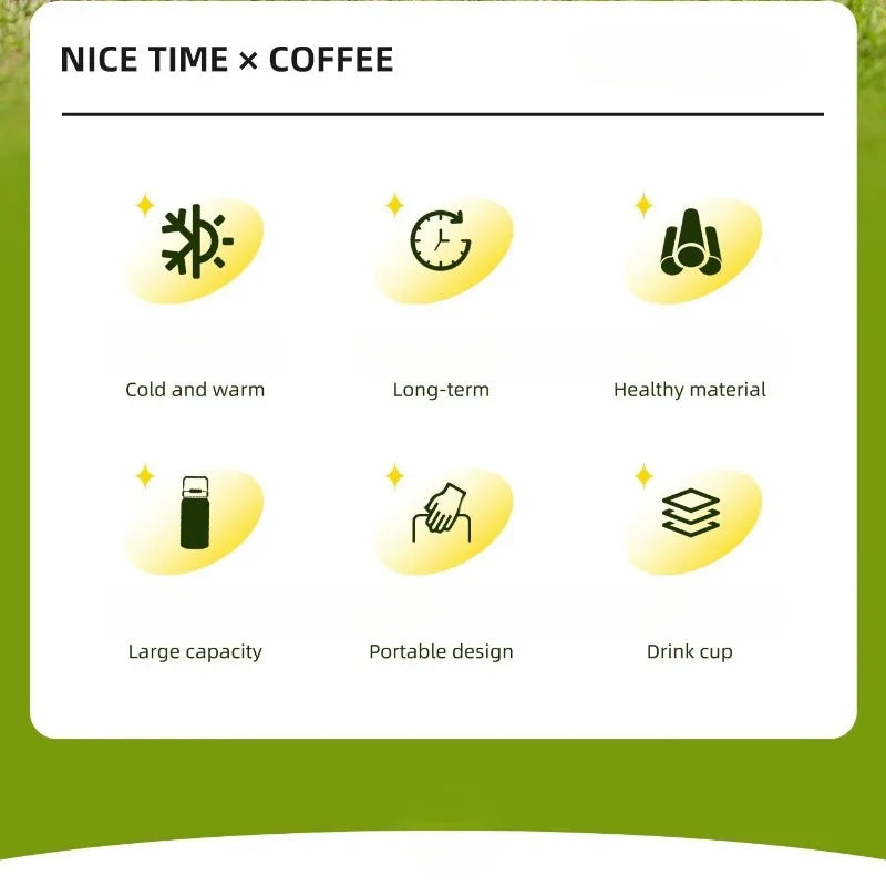 Stainless Steel Thermal Bottle – Insulated Travel Tumbler with Handle & Straw