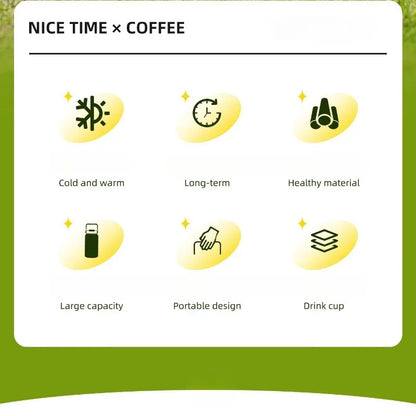 Stainless Steel Thermal Bottle – Insulated Travel Tumbler with Handle & Straw