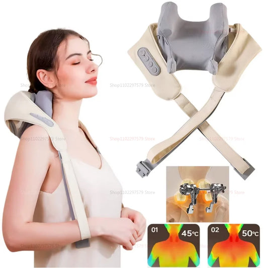 Wireless Neck & Shoulder Massager – 20W Deep-Kneading Back & Trapezius Massager