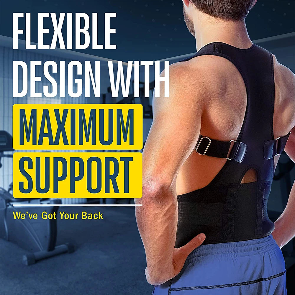 Back Support Belt Posture Corrector Adjustable Brace Protect Lumbar Spine Comfortable Design Pain Relief for Upper & Lower Waist