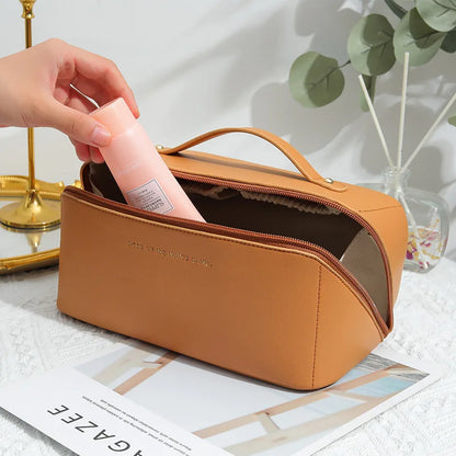 Travel Makeup Bag – Large Capacity Waterproof PU Leather Cosmetic Organizer