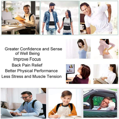 Back Support Belt Posture Corrector Adjustable Brace Protect Lumbar Spine Comfortable Design Pain Relief for Upper & Lower Waist