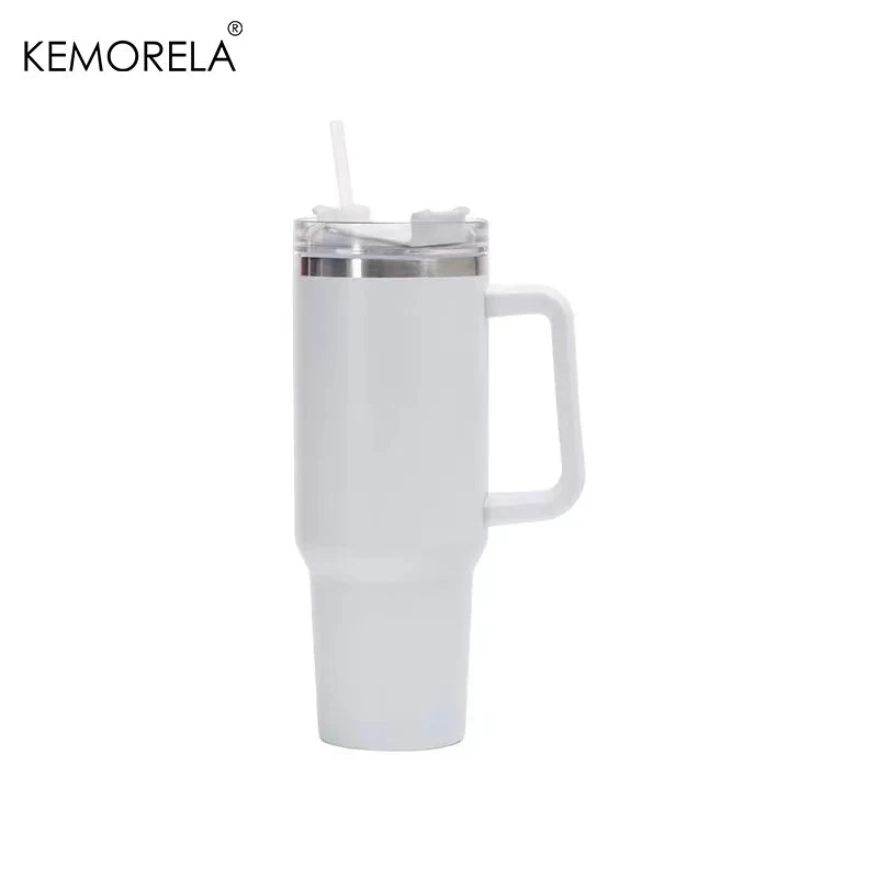 Stainless Steel Insulated Bottle – Hot & Cold Travel Mug with Handle & Straw