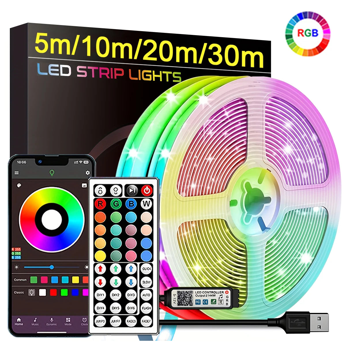 RGB LED Strip Lights – App Controlled Flexible Room Lighting