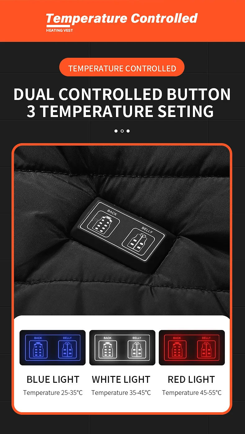 21 Heated Vest Zones Electric Heated Jackets Men Women Sportswear Heated Coat Graphene Heat Coat USB Heating Jacket For Camping