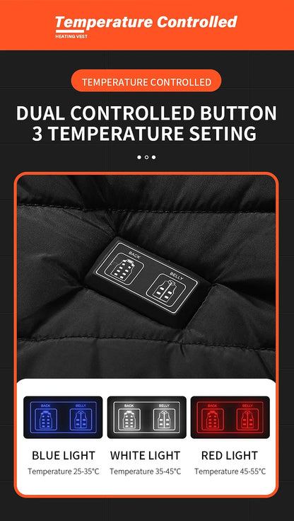 21 Heated Vest Zones Electric Heated Jackets Men Women Sportswear Heated Coat Graphene Heat Coat USB Heating Jacket For Camping