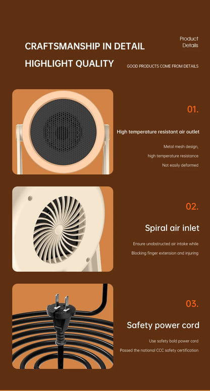 Portable Desktop Electric Heater – Mini Hot Air Blower