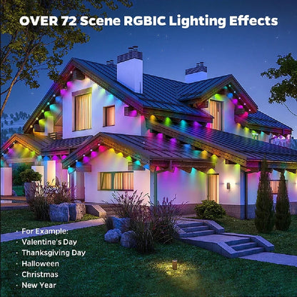 LED Smart Outdoor String Lights – RGBIC, App Control, Music Sync, IP67 Waterproof