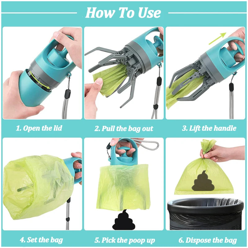Portable Dog Pooper Scooper with Bag – Pet Waste Grabber & Picker