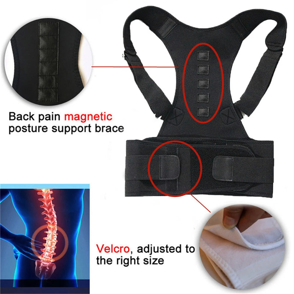 Back Support Belt Posture Corrector Adjustable Brace Protect Lumbar Spine Comfortable Design Pain Relief for Upper & Lower Waist