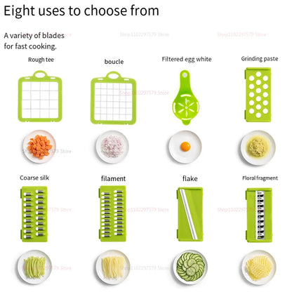 Portable Vegetable Cutter & Multifunctional Slicer – 8-in-1 Kitchen Essential