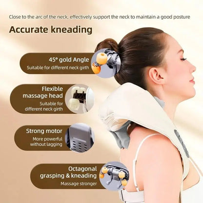 20W Wireless Massager Relief Massage Trapezius Muscle Relaxation Deep Shiatsu Simulated Human Hand Kneading Neck Electric