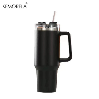 Stainless Steel Insulated Bottle – Hot & Cold Travel Mug with Handle & Straw