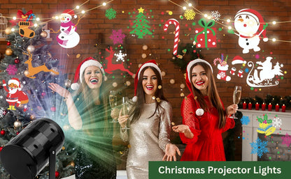 Christmas Halloween Projector Lights Outdoor 16 Pattern Slide LED Laser Projector Light Indoor Holiday Party Wall Decoration