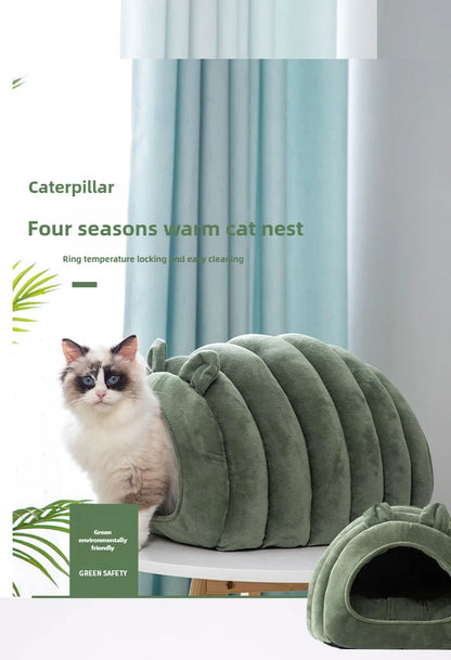 Cat bed mat winter autumn caterpillar cozy sleep house warm Nest safe breathable large space bed warm cat products cushions