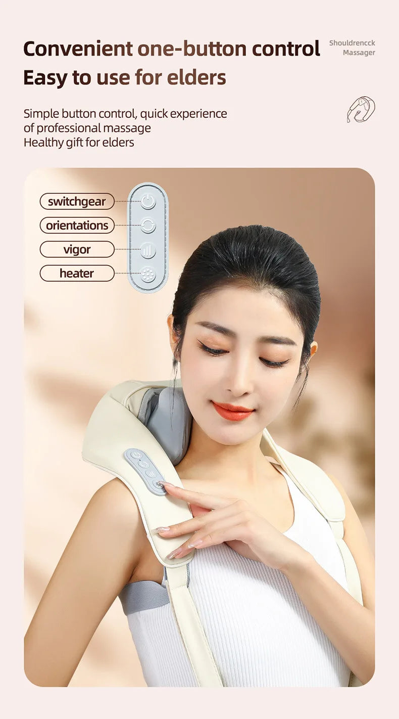 Cordless Shiatsu Neck & Back Massager – Deep Tissue with Heat