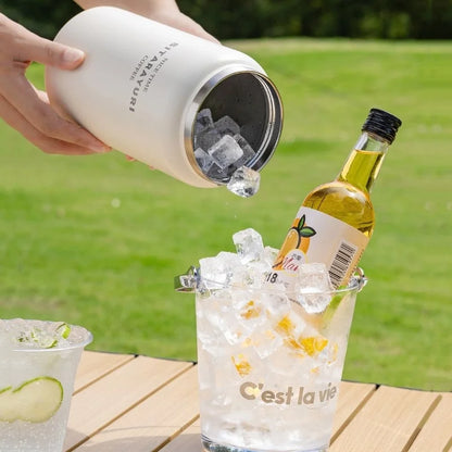 Stainless Steel Thermal Bottle – Insulated Travel Tumbler with Handle & Straw